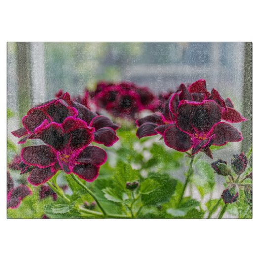 Planche À Découper Verre de fleurs violettes (Devant)