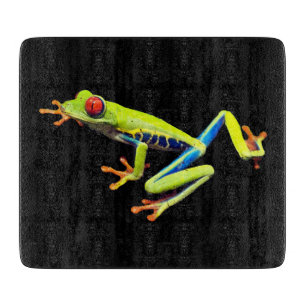 Planche À Découper Verre de grenouille peinte à l'oeil rouge