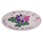 Planche À Découper Verre Fleur Violet Vert Papillon Rose Doodle (Coin)