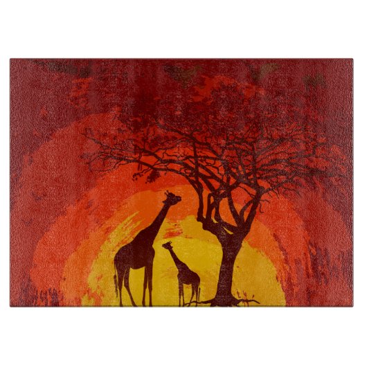 Planche À Découper Verre personnalisé coupe Africaine Safari Giraffe (Devant)