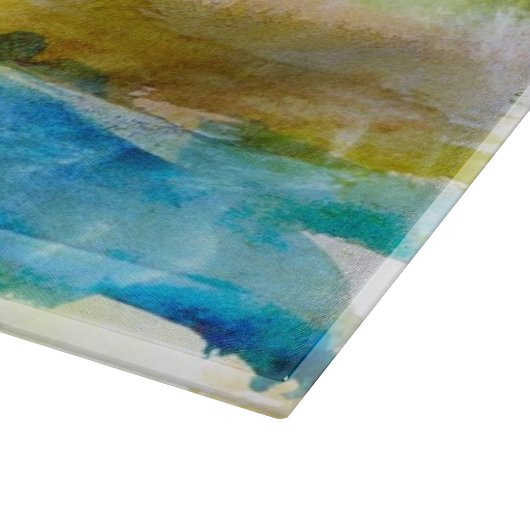 Planche À Découper Vert abstrait d'aquarelle, bleu (Coin)