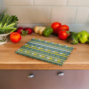 Planche À Découper Vert bleu traditionnel Motif tribal