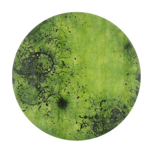 Planche À Découper Vert Citron Grunge avec Accents Noirs (Devant)