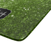 Planche À Découper Vert clair verdure paillettes scintille Monogramme (Coin)