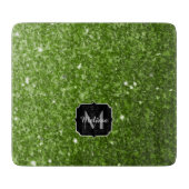 Planche À Découper Vert clair verdure paillettes scintille Monogramme (Devant)