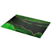 Planche À Découper Vert élégant et agate de paillettes dorées fausses (Coin)