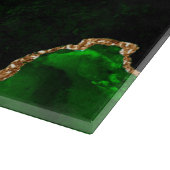 Planche À Découper Vert élégant et agate de paillettes dorées fausses (Coin)