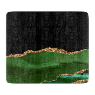 Planche À Découper Vert émeraude Faux Agate Marbrée Contemporain