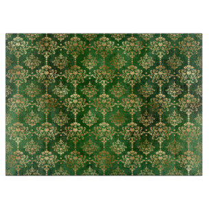 Planche À Découper Vert festif et doré papier d'aluminium Damask de N
