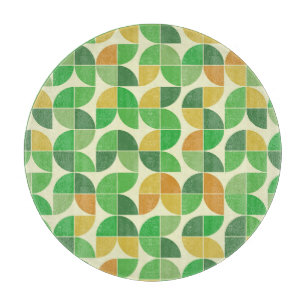 Planche À Découper Vert floral géométrique du milieu du siècle rétro
