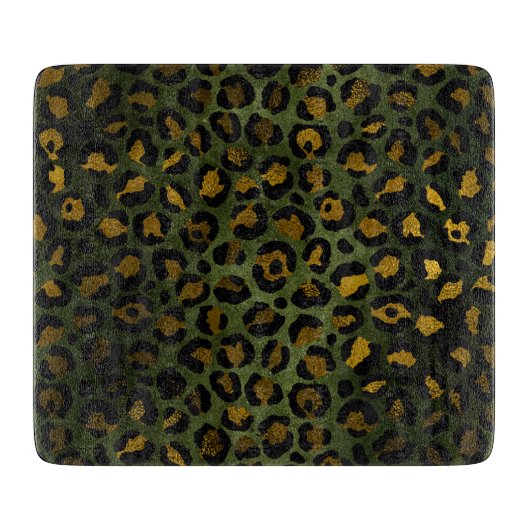 Planche À Découper Vert jungle jaune motif léopard guépard (Devant)