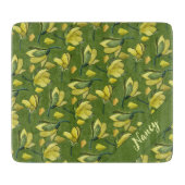 Planche À Découper Vert Magnolia Floral Personnalisé (Devant)