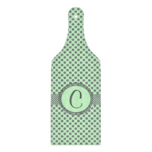 Planche À Découper Vert menthe avec Pois gris-Monogramme STaylor