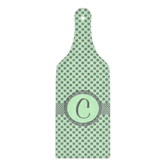 Planche À Découper Vert menthe avec Pois gris-Monogramme STaylor (Devant)