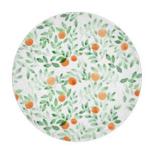 Planche À Découper Vert orange Tangerine Provence Aquarelle