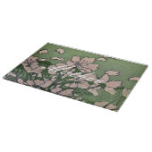 Planche à découper verte en fleurs roses (Coin)