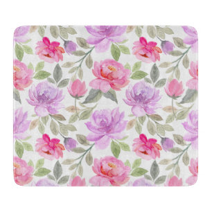 Planche À Découper Vibe Printanier Frais : Dessin Floral Rose et Viol