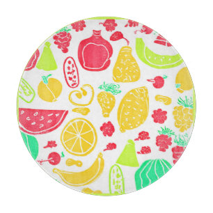 Planche À Découper Vibrant Motif de fruits colorés