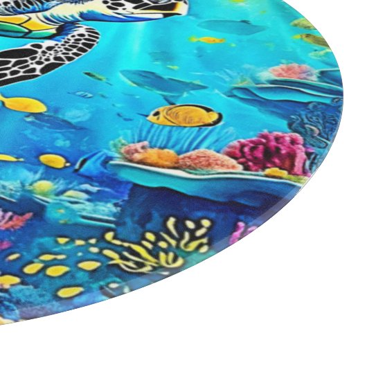 Planche À Découper Vibrant Sea Turtle Reef Art (Coin)