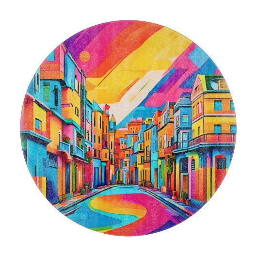 Planche À Découper Vibrations de rue colorées (Devant)