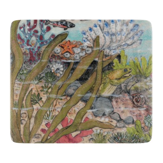 Planche À Découper Vie marine côtière anguille Poisson corail marin c (Devant)