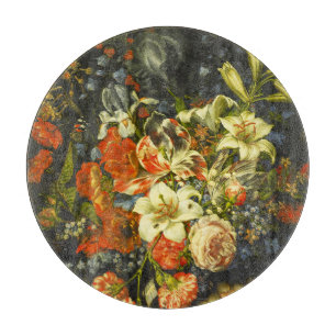 Planche À Découper Vie morte avec fleurs et fruits