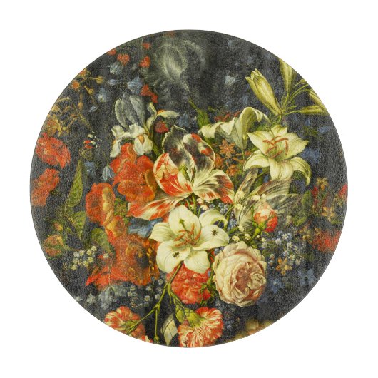 Planche À Découper Vie morte avec fleurs et fruits (Devant)