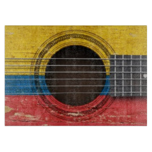 Planche À Découper Vieille guitare acoustique avec le drapeau