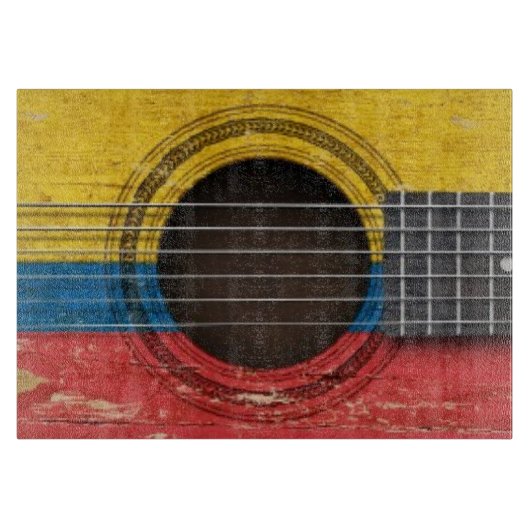 Planche À Découper Vieille guitare acoustique avec le drapeau (Devant)