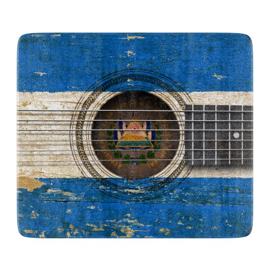 Planche À Découper Vieille guitare acoustique avec le drapeau du (Devant)