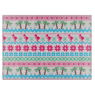 Planche À Découper Vilain pull de Noël Flamant rose Tropical