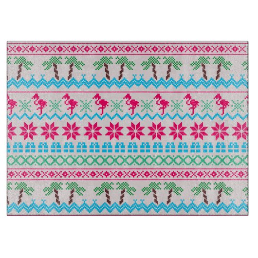 Planche À Découper Vilain pull de Noël Flamant rose Tropical (Devant)