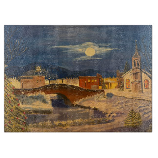 Planche À Découper Village d'hiver, par Gary Poling