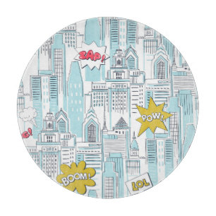 Planche À Découper Ville de la bande dessinée : motif vintage