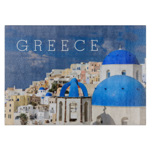 Planche À Découper Ville de Santorin, Grèce