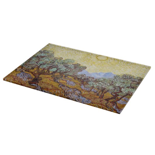 Planche À Découper Vincent van Gogh - Oliviers, Ciel Jaune et Soleil (Coin)