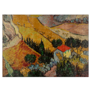 Planche À Découper Vincent van Gogh - Paysage, Maison et Laboureur