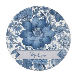 Planche À Découper Vintage bleu Chinoiserie Floral Personnalisé