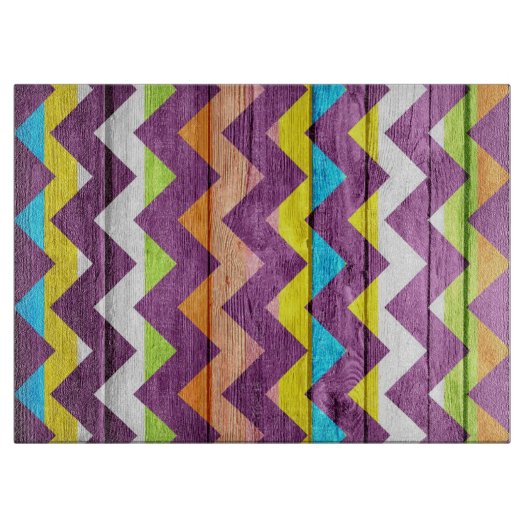 Planche À Découper Vintage Chevron Wood Abstrait #9 (Devant)
