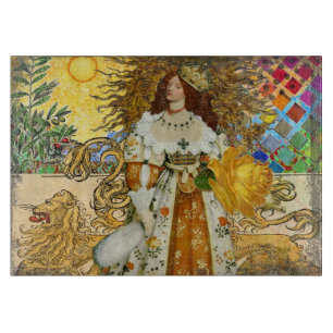 Planche À Découper Vintage femme Soleil d'or : Leo Zodiac Collage Art