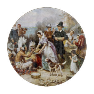 Planche À Découper Vintage Le Premier Thanksgiving 1621 Jean Ferris