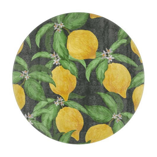 Planche À Découper Vintage Lemon Tropical Motif (Devant)