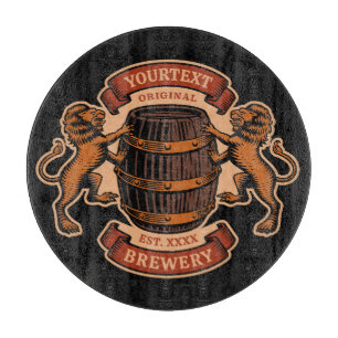 Planche À Découper Vintage Lion Oak Baril Brasserie personnalisée