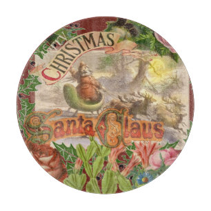 Planche À Découper Vintage Noël Père Noël Sleigh