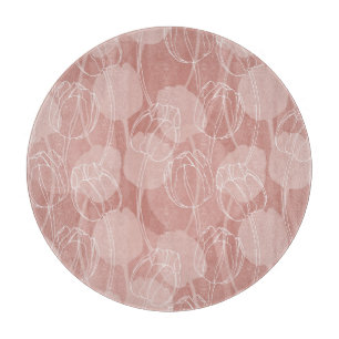 Planche À Découper Vintage Tulipes blanches Arrière - plan rose