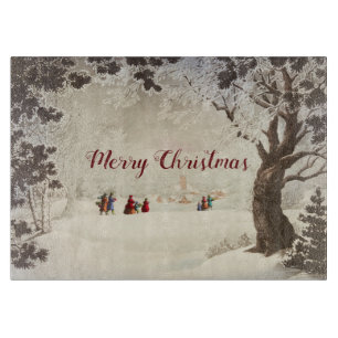 Planche À Découper Vintage Victorien scène de Noël hiver