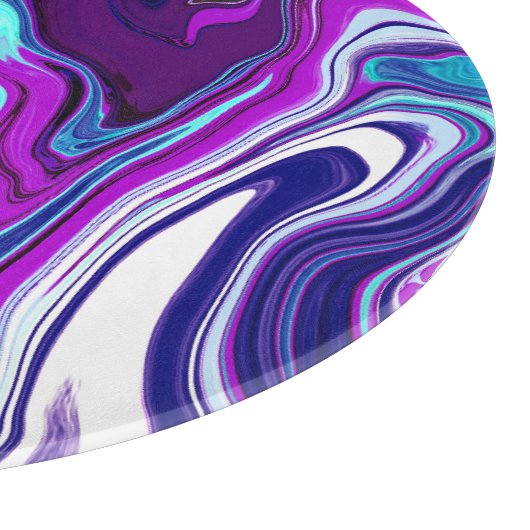 Planche À Découper Violet, Bleu et Turquoise Abstrait Fluid Art (Coin)