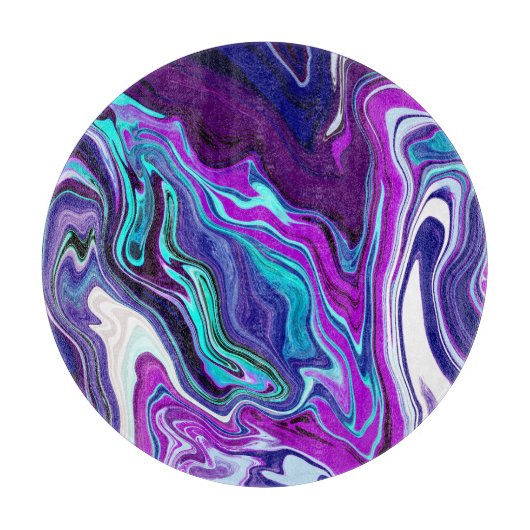 Planche À Découper Violet, Bleu et Turquoise Abstrait Fluid Art (Devant)