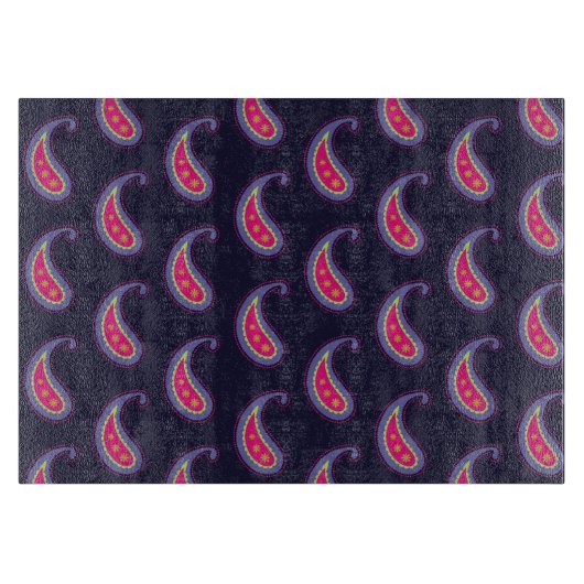 Planche À Découper Violet et Rose Paisley (Devant)