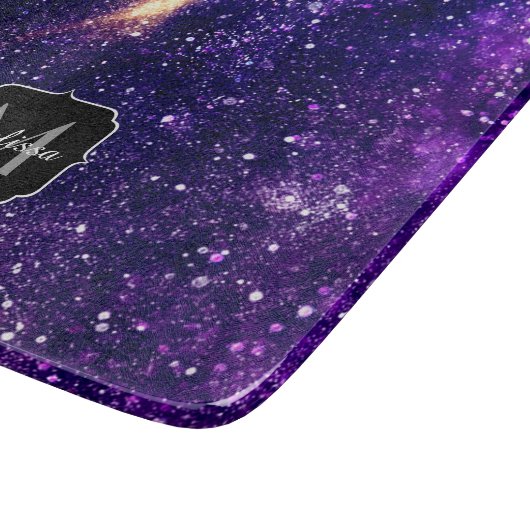 Planche À Découper Violet violet galaxie abstraite Monogramme personn (Coin)